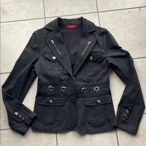 Stylish Black Women's Blazer with Button Accents